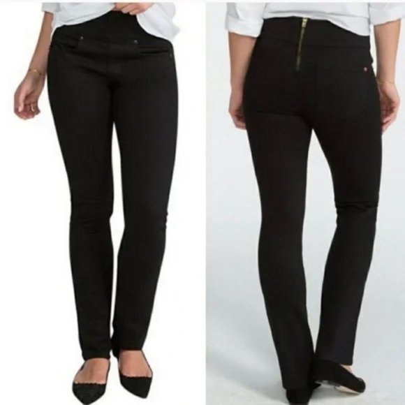 SPANX Jeans Womens Size 31 Signature Waist Straight Leg High Rise Black stretch - Picture 1 of 13